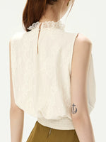 Lace Collar Chiffon Top