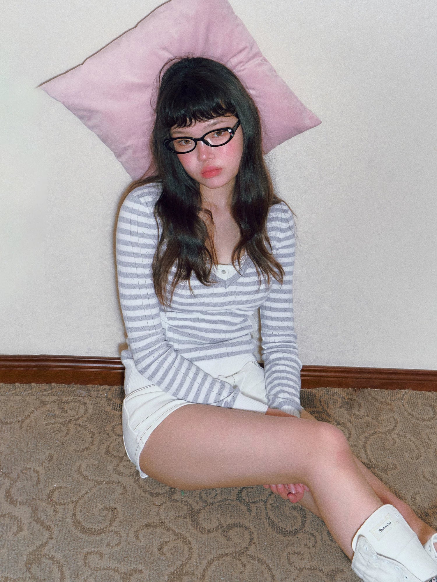 Striped Lace Knit Twinset