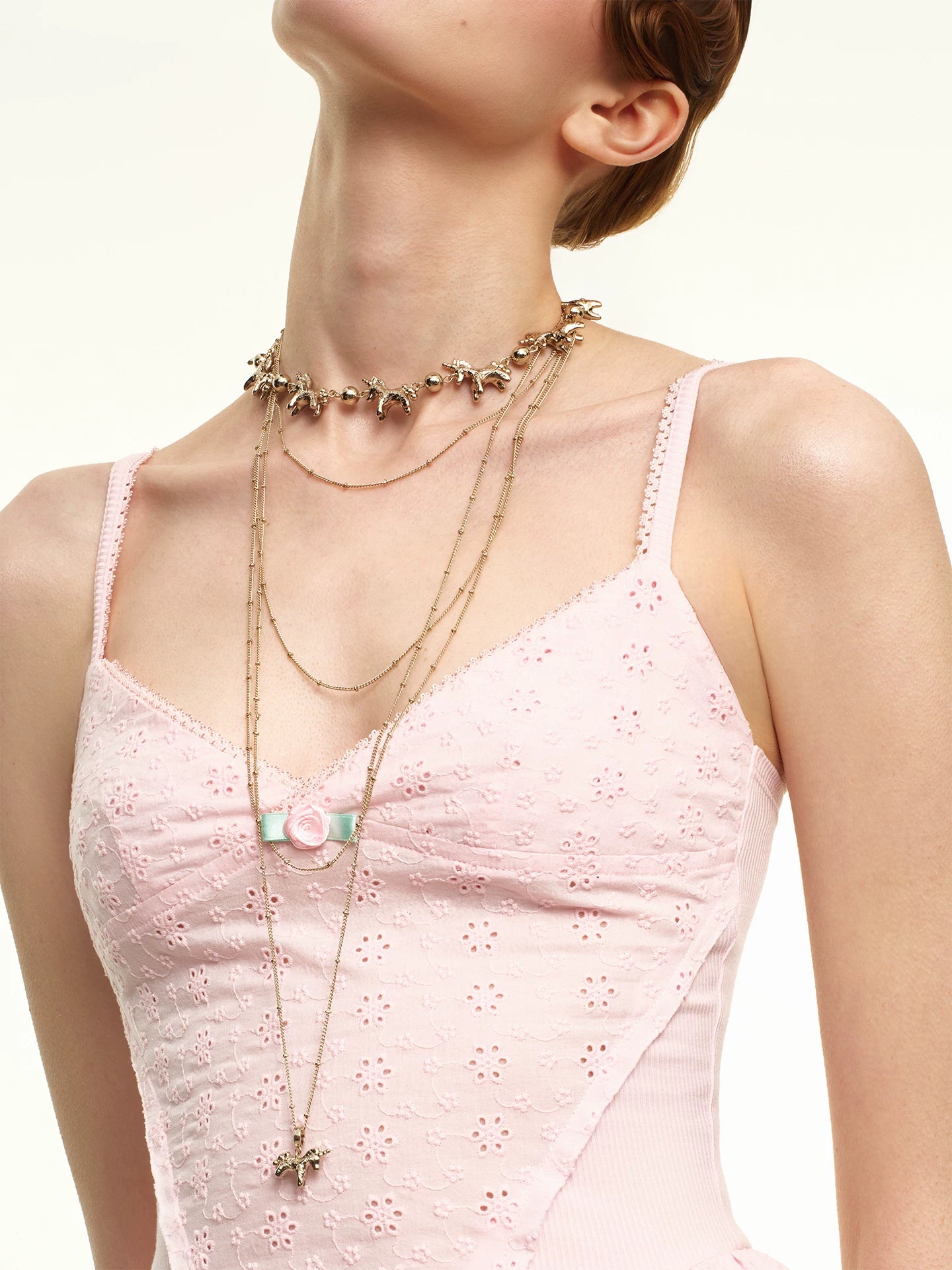 Coffee Gold Layered Sweater Necklace