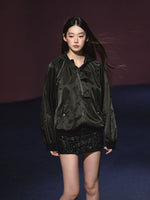 Neckline Tie Striped Sun-Protective Jacket & Skirt Set