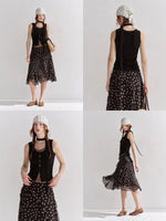 Mesh Panel Ribbon Tank Top