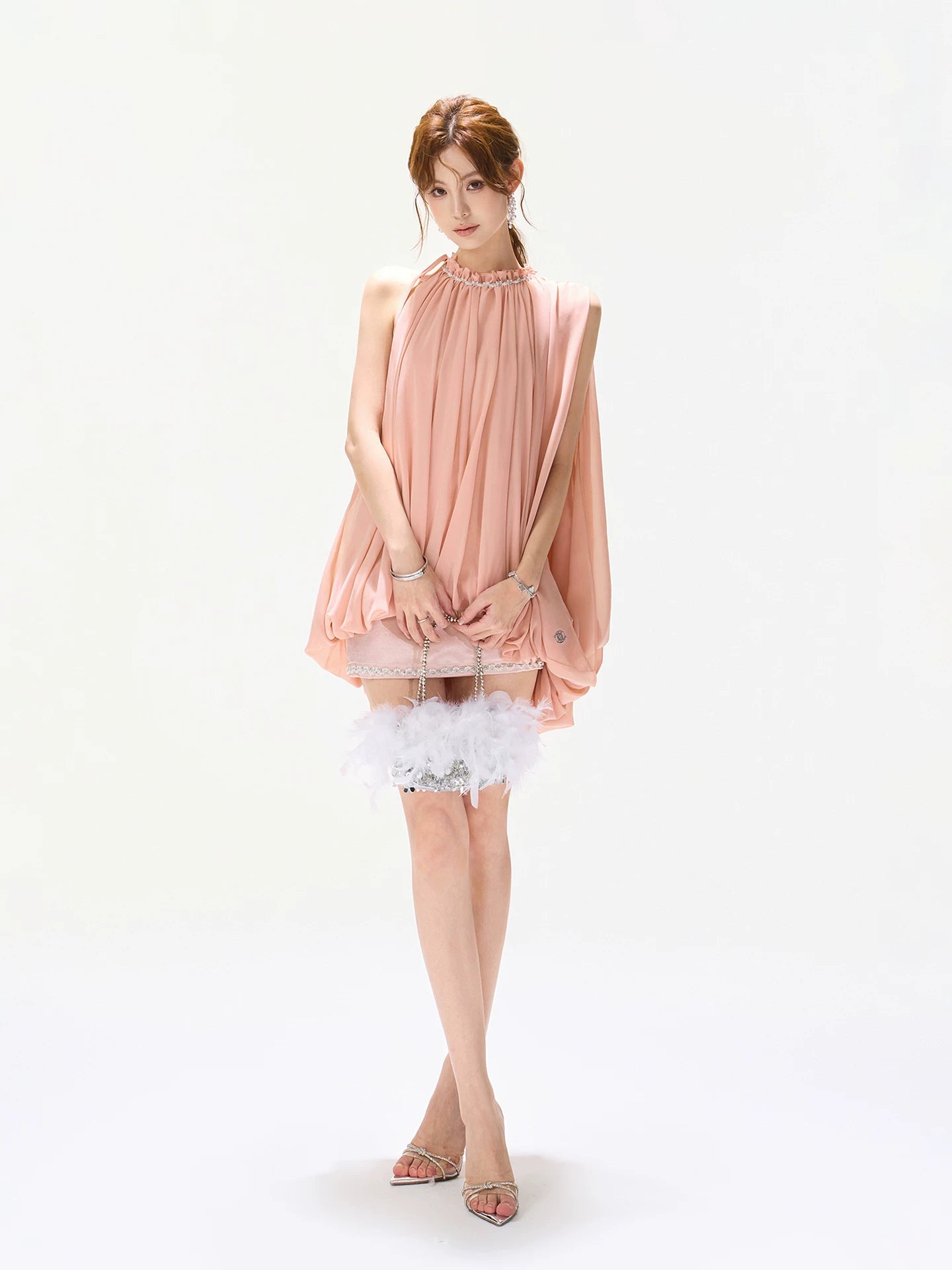 Pink Crystal Satin Skirt