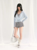 Gray Lace Tie Shorts