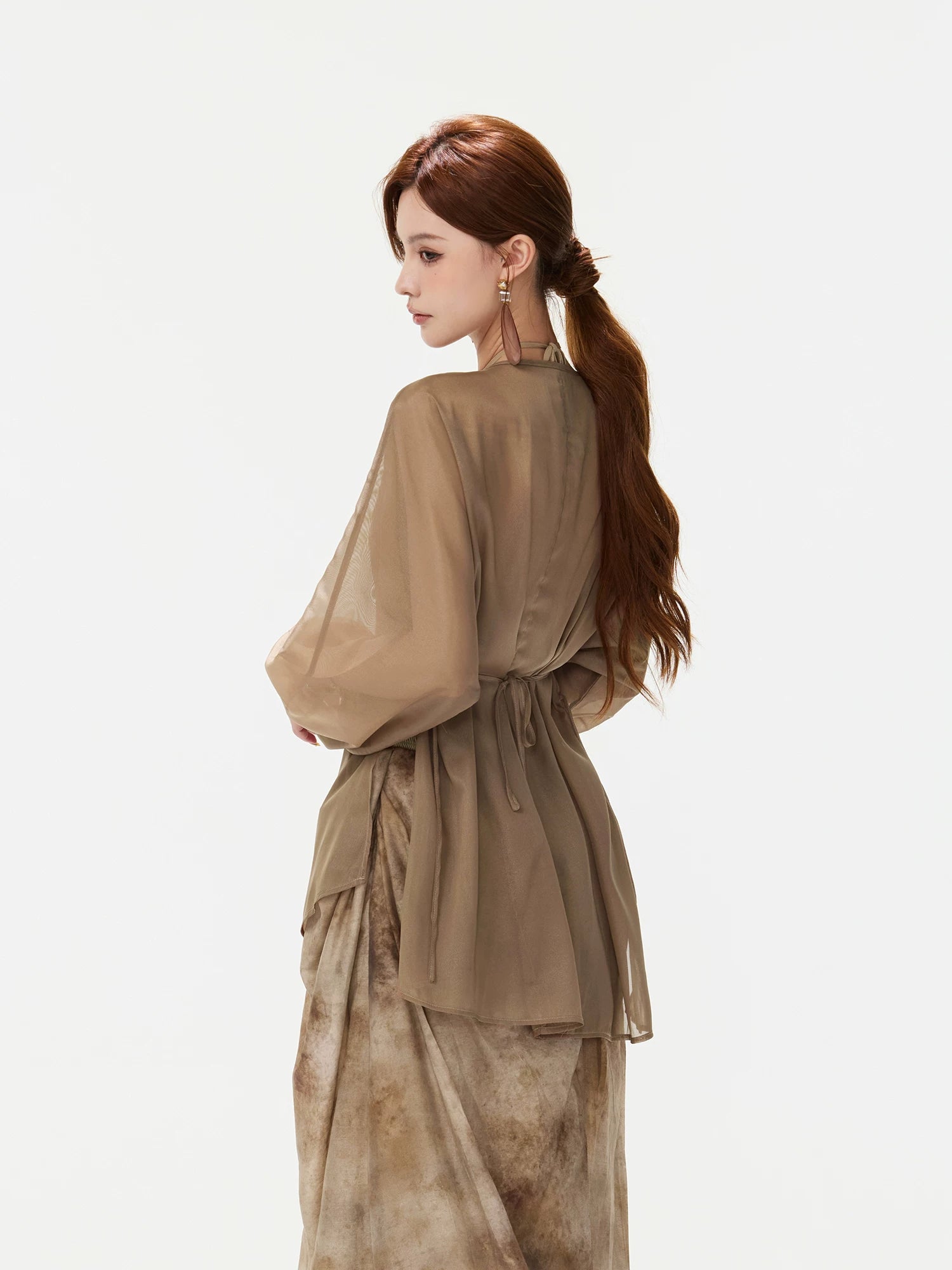 Sheer Wrap Chiffon Shirt