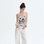 Beige Polka Dot Bandeau Top
