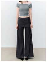 Blade Buckle Asymmetric Wide-Leg Pants
