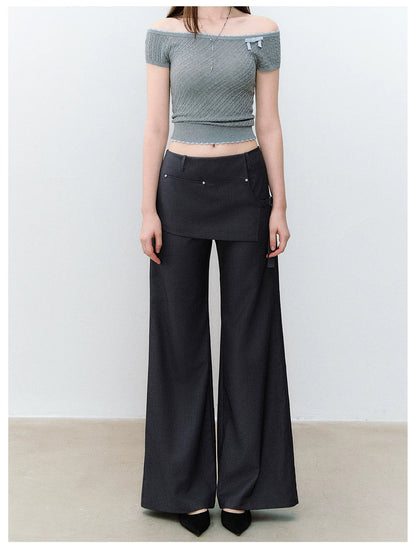 Blade Buckle Asymmetric Wide-Leg Pants