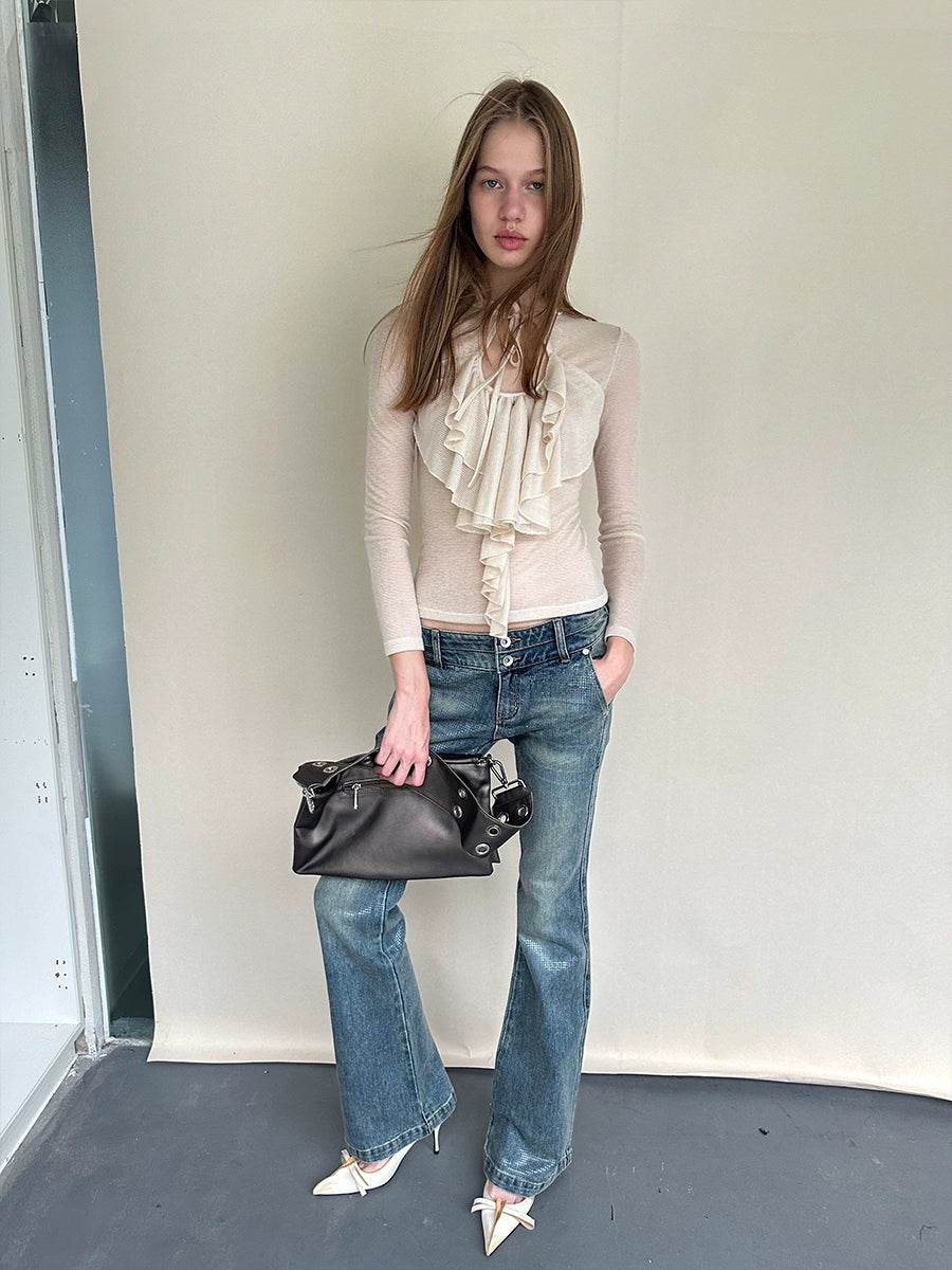 Sheer Wool Ruffle Top