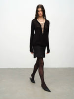 Two-Tone Twill Panel Mini Skirt