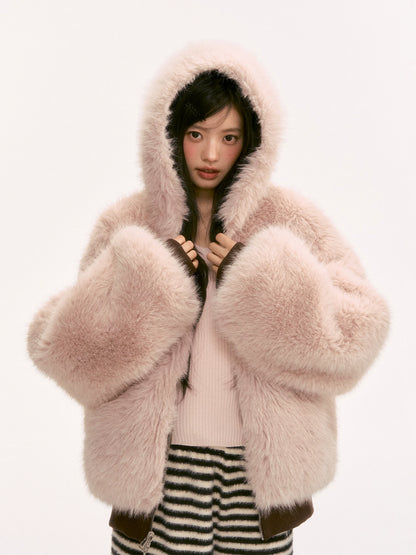 Brown Reversible Faux-Fur Jacket