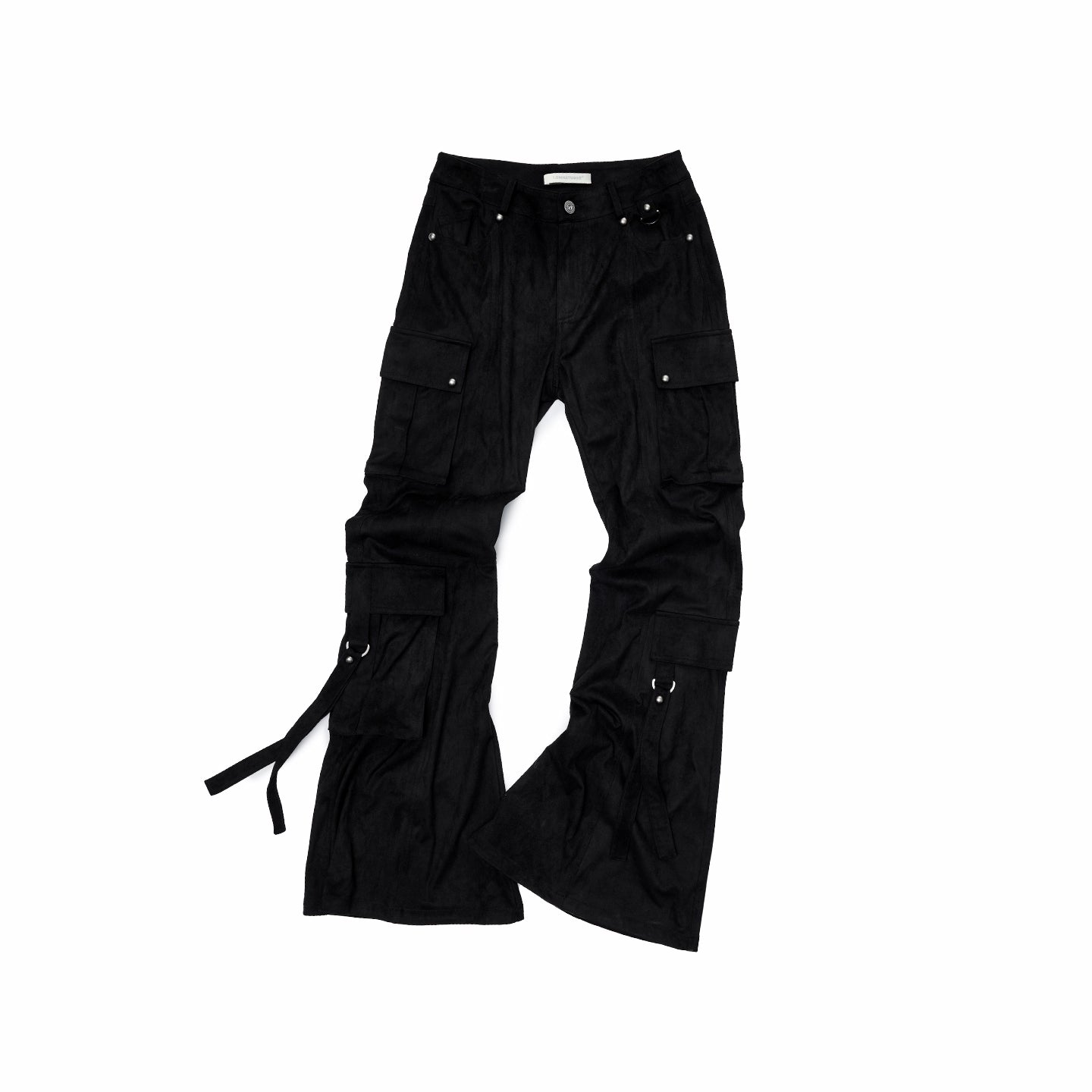 Suede Studded Cargo Flare Pants