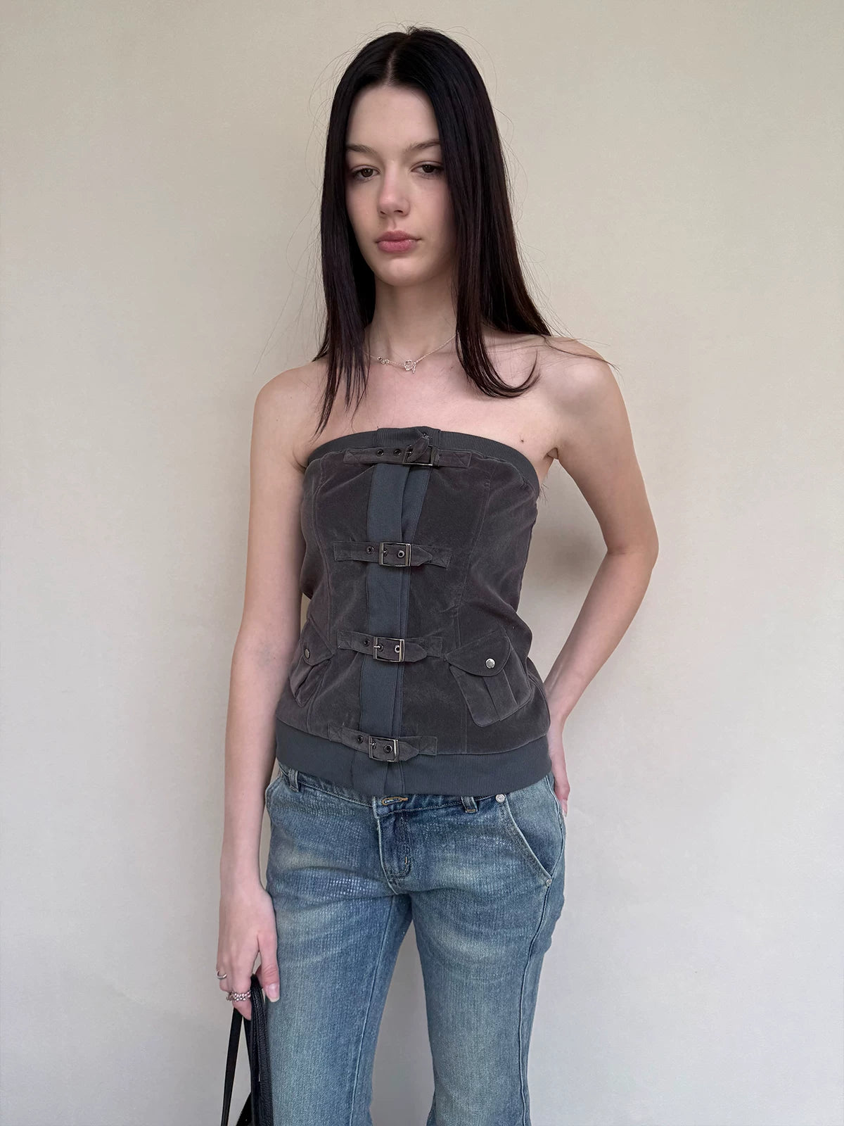 Velvet Strapless Tube Top