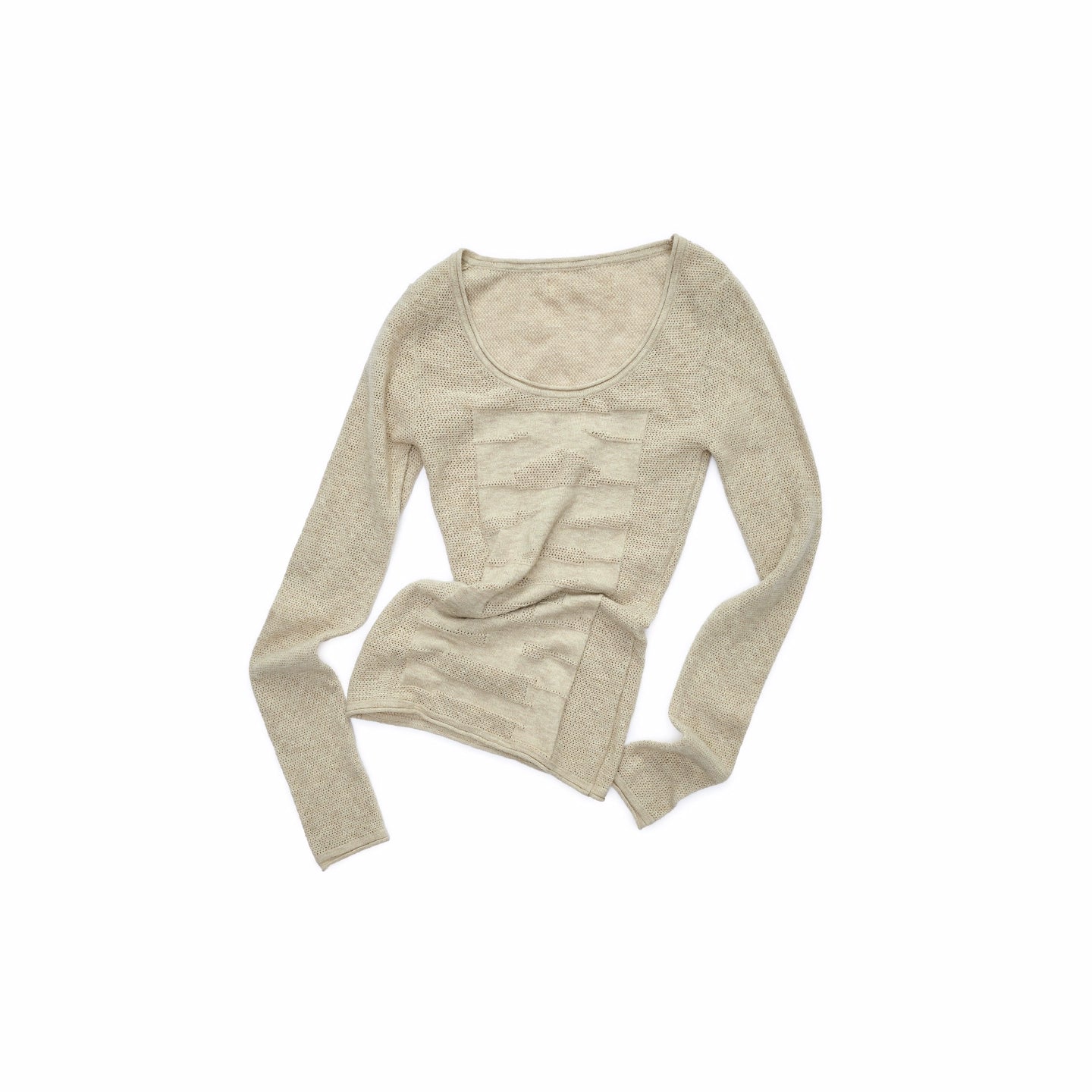Crewneck Textured Open-Knit Wool Sweater