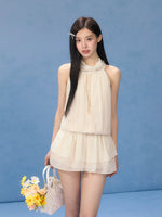 White Halter Lace Dress