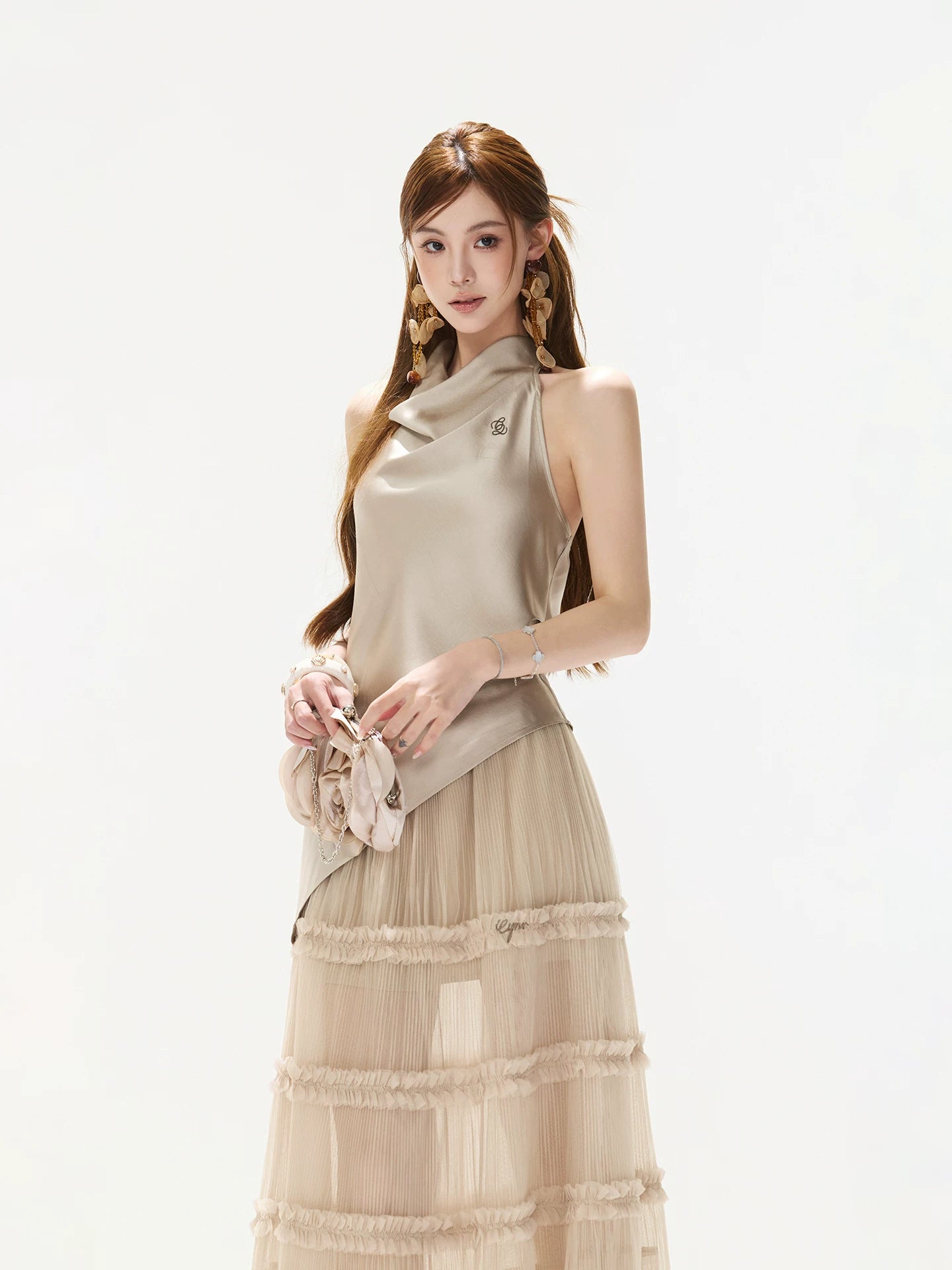 Satin Cowl Neck Top