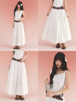 White Jacquard A-line Skirt