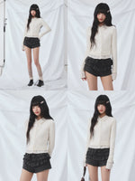 Polka Dot Faux Two-Piece Cardigan