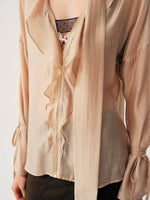 Champagne Cutout Zip Shirt