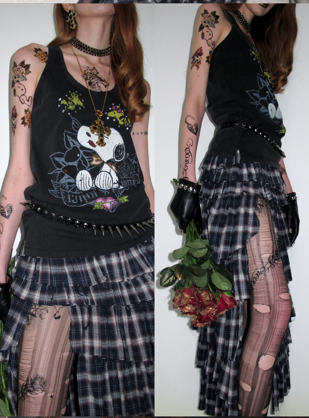 Plaid Deconstructed Maxi Skirt
