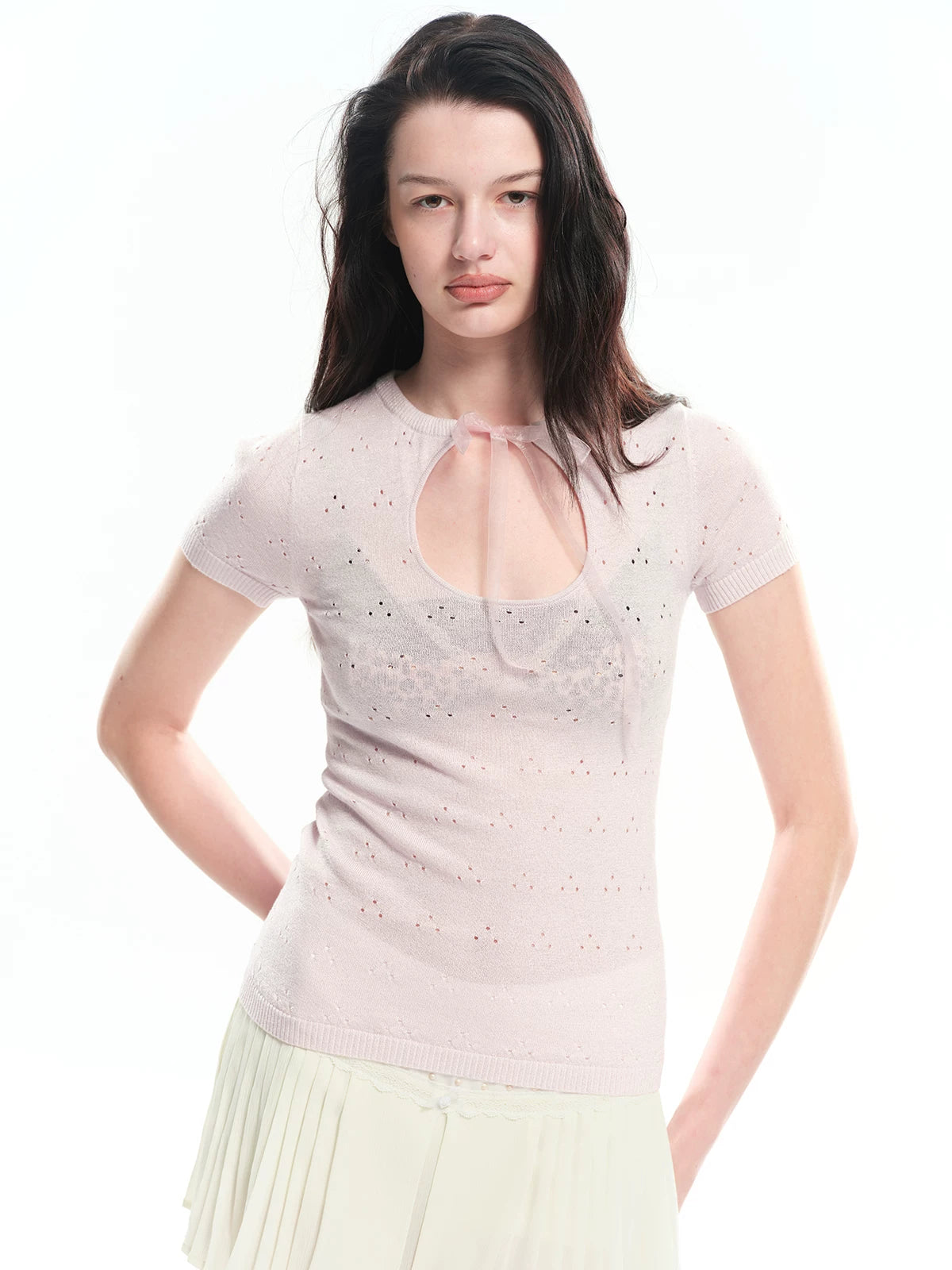 Cutout Knit Short Sleeve Top
