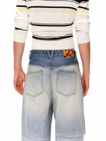 Washed Distressed Wide Jeans