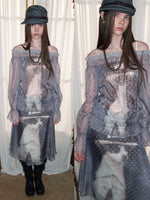 Double-Layer Chiffon Print Skirt