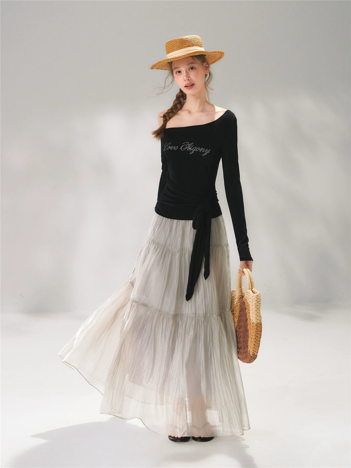 Pearl Texture Tiered Skirt