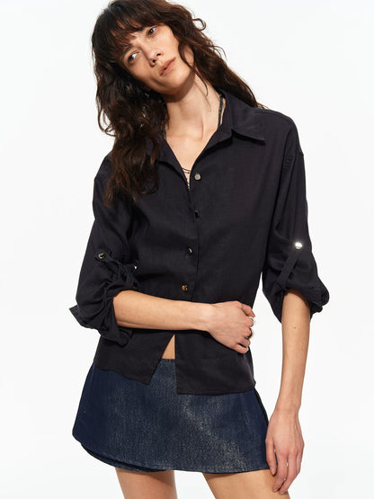 Roll Sleeve Waist Shirt