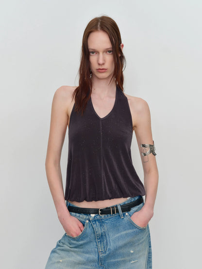 U-Shaped Bud Halter Tank Top
