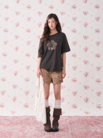 Leopard Rhinestone Shoulder Top