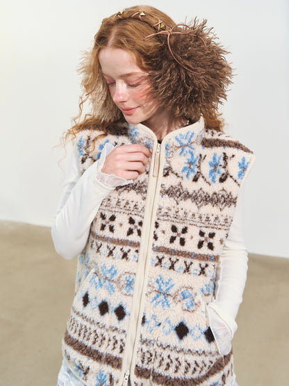 Fair Isle Patterned Fleece Vest