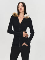 Detachable Faux Fur Collar Cardigan