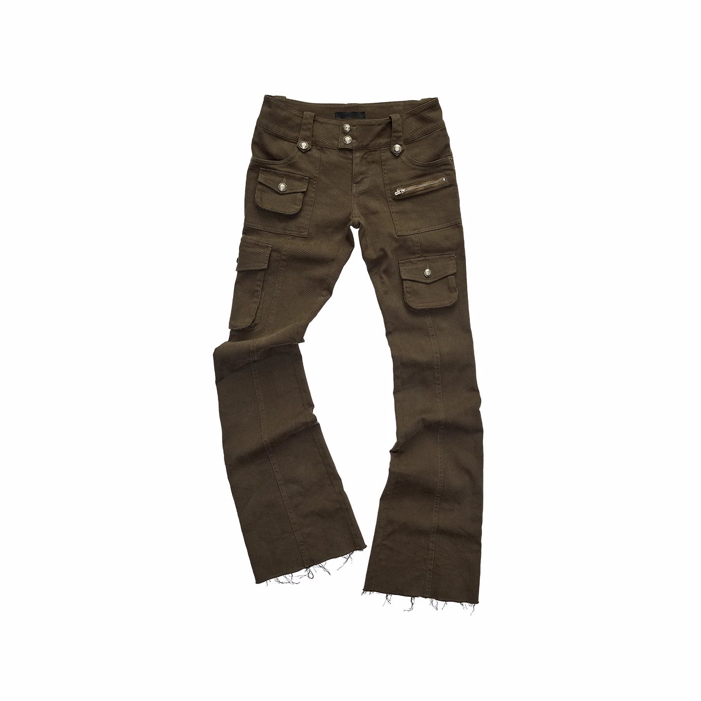 Washed Canvas Cargo Flare Pants