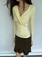 Yellow Cross Twist Knit Top