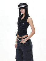 Punk Double-Breasted Collar Vest