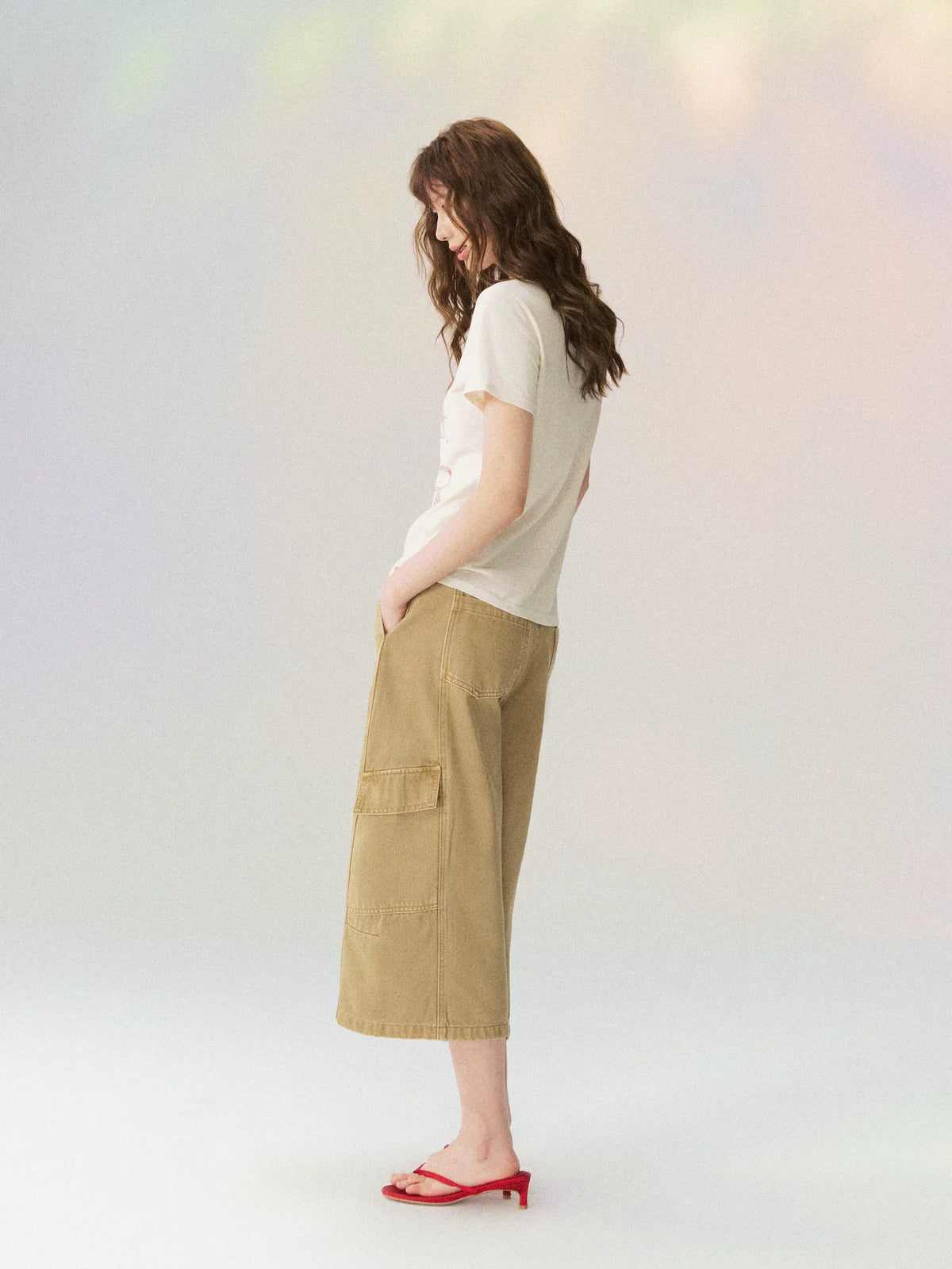 Workwear Casual Cropped Denim Pants