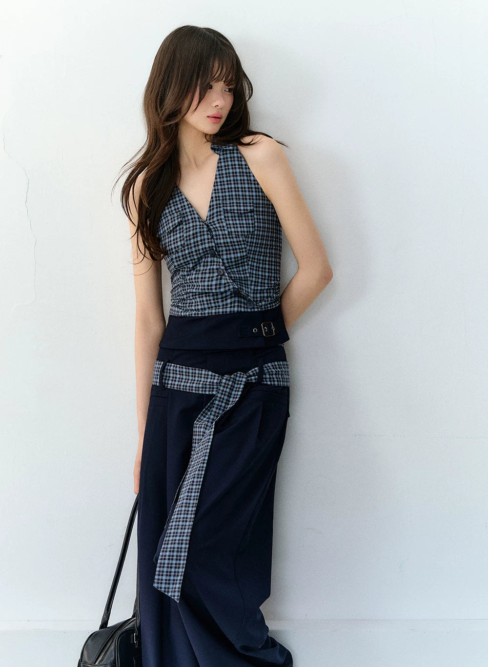 Navy Blue Halter Top &amp; Pants Set