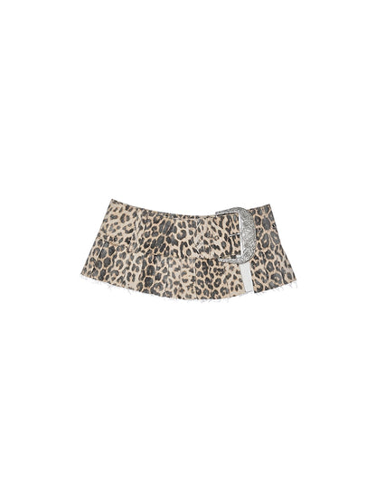 Leopard-Print Washed Canvas Pleated Waistband