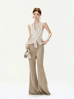 Draped Satin Flared Pants