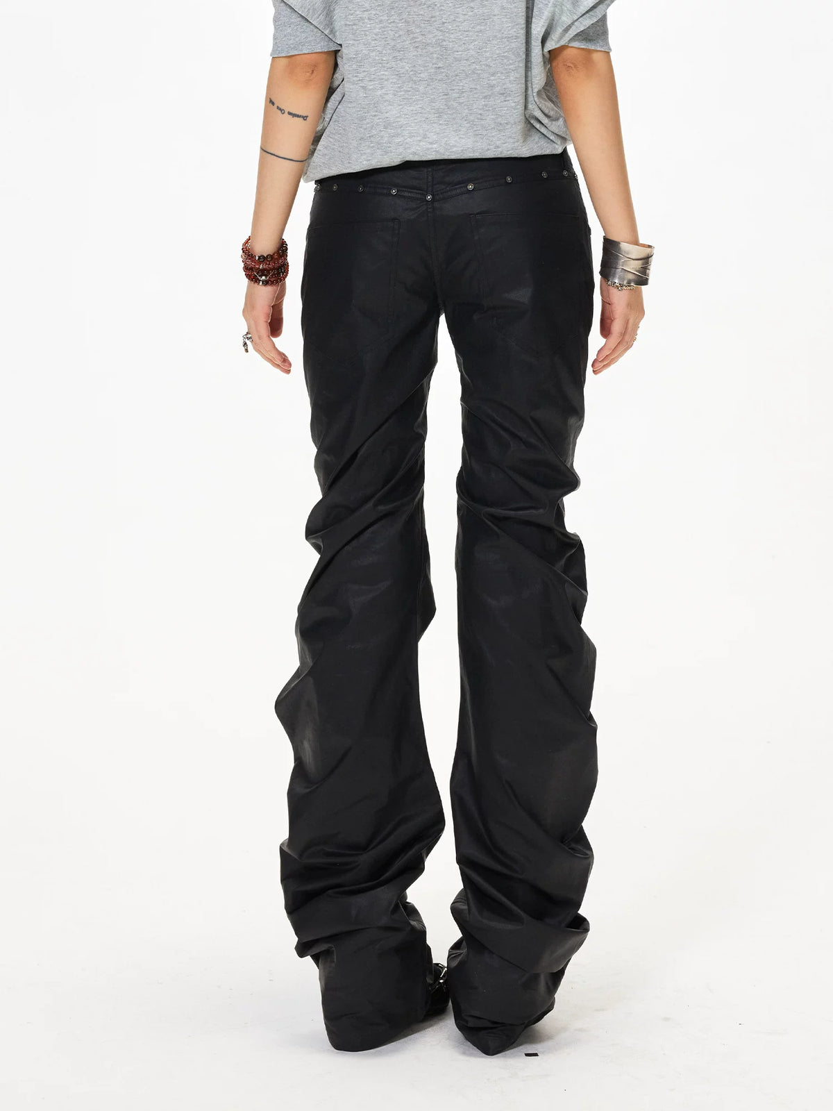 Punk Ruched Stacked Pants
