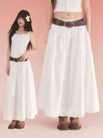 White Jacquard A-line Skirt