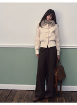 Cream Faux Fur Collar Down Jacket