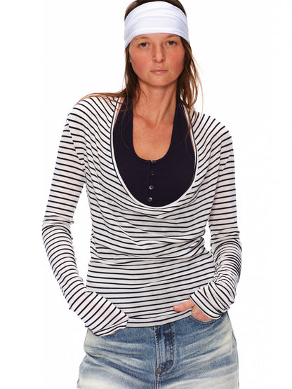 Layered Stripe Drape Top