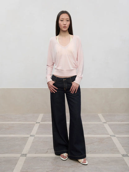 Lyocell-Linen V-Neck Knit Cover-up