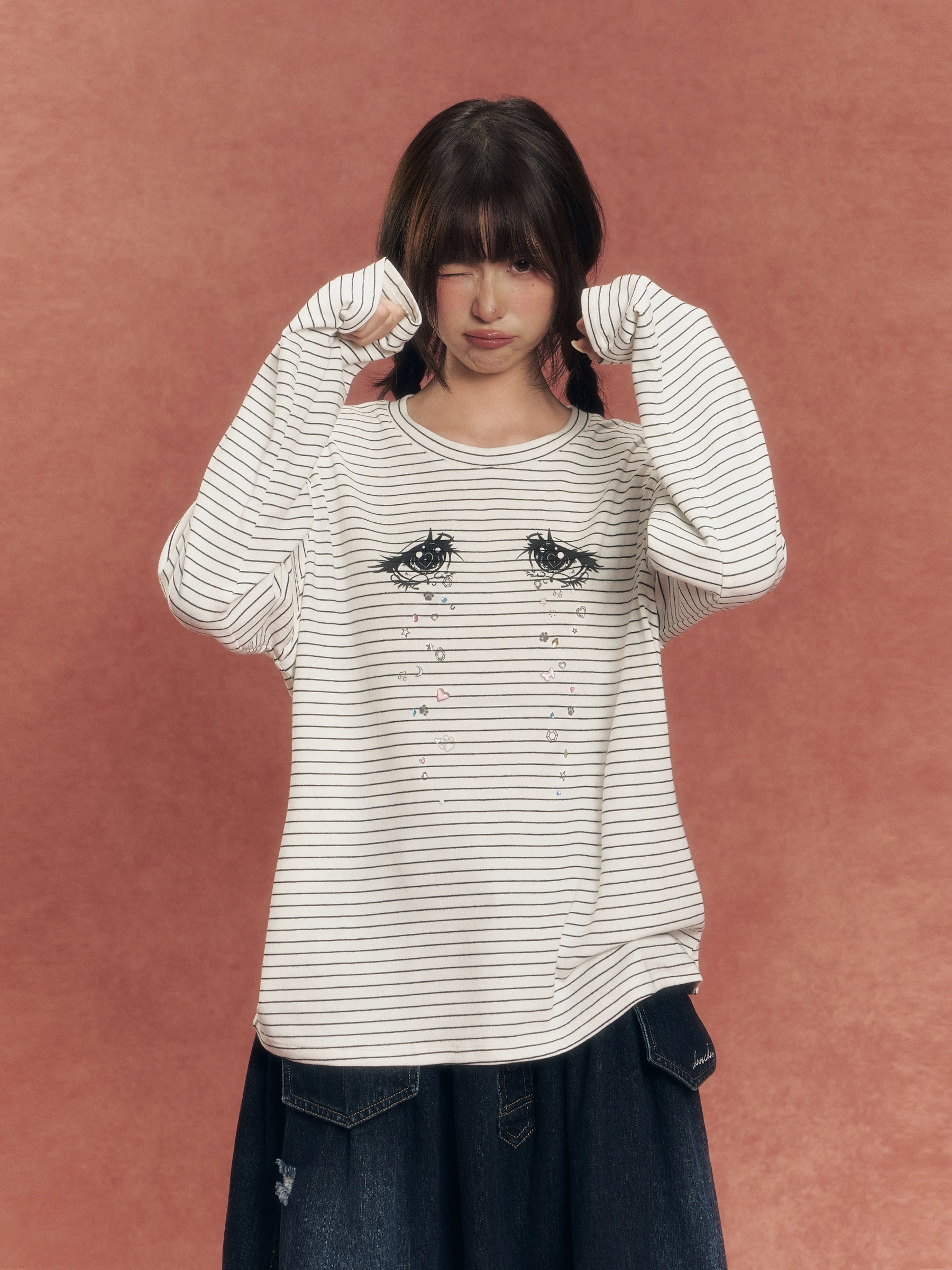 Diamond Tears Striped Tee