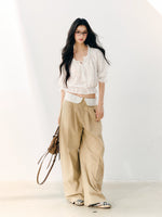 White Cotton Ruffle Top