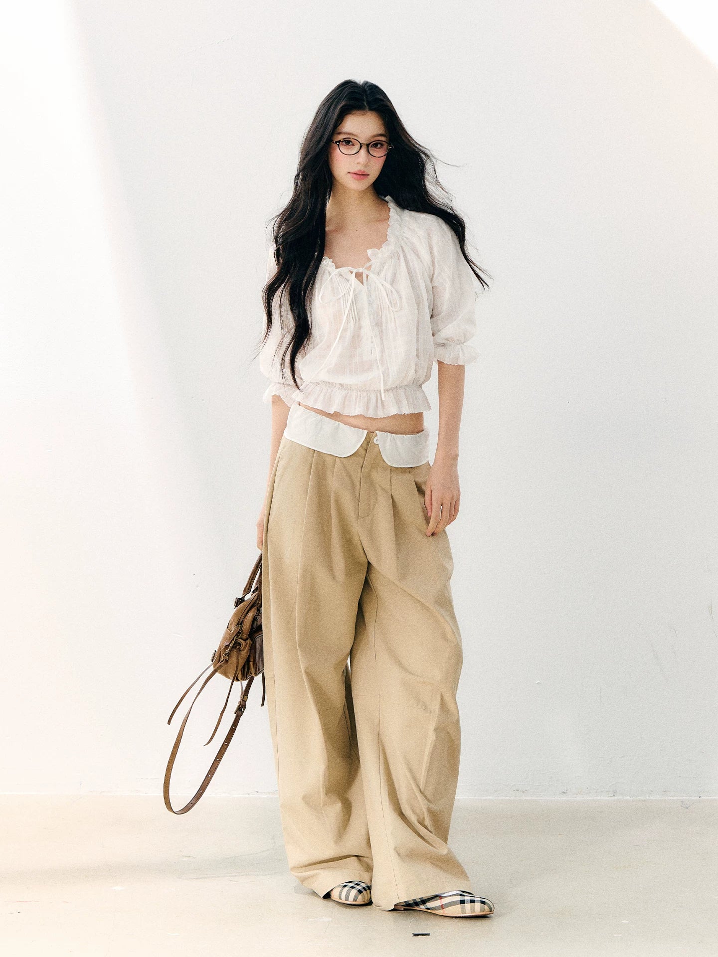 White Cotton Ruffle Top