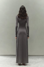 Gray Lyocell Braided-Halter Ruched Dress Set
