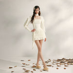 Pleated Ruffle Knit Top & Skirt Set