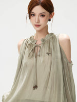 Off-Shoulder Chiffon Blouse
